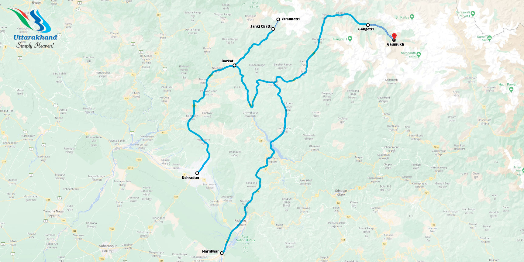 Google-map_Yamunotri-itinerary1